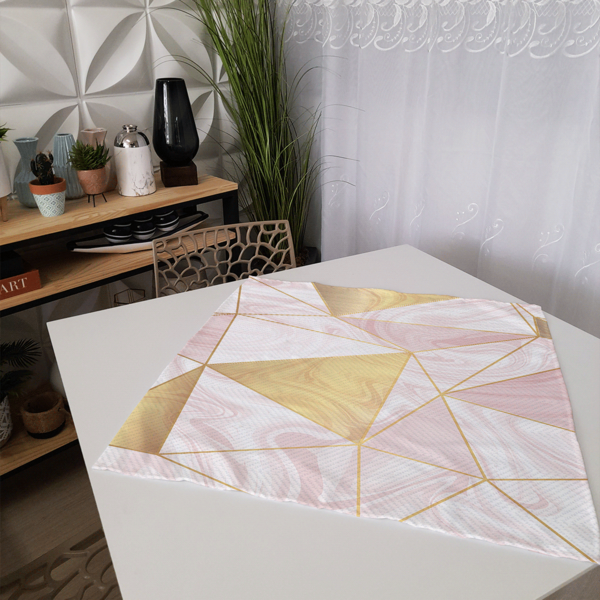 Centro De Mesa Geométrico Marmorizado 70cm X 70cm Único