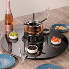 Centro De Mesa Giratório Ø70cm Vidro Preto Forma Collection