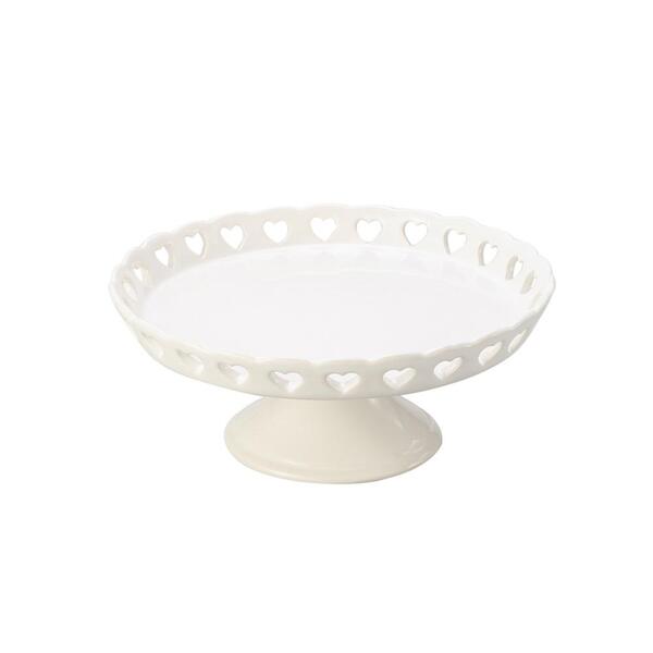 Centro De Mesa Lyor Coração De Ceramica Branco 20,5cm