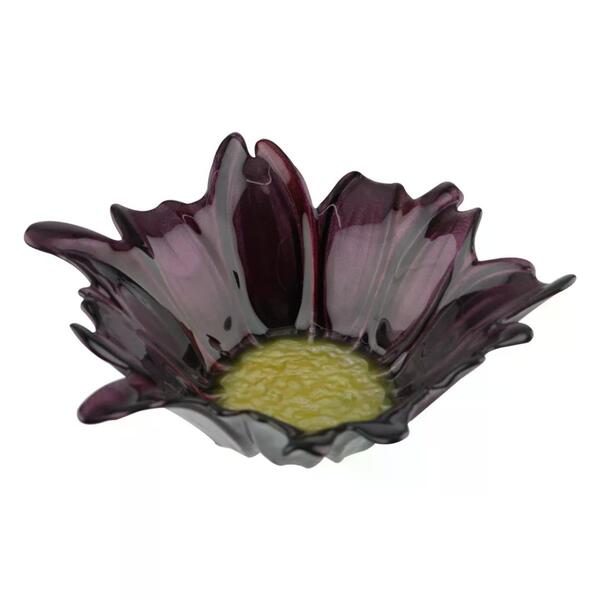 Centro De Mesa Mazzo Em Vidro D25xa9cm Cor Roxo E Amarelo