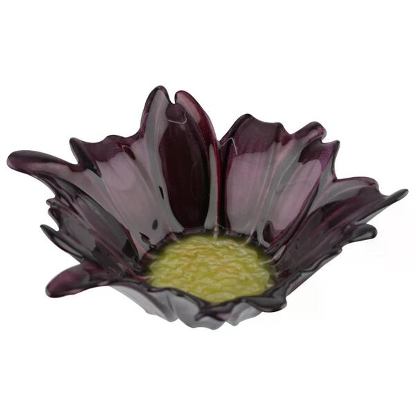 Centro De Mesa Mazzo Em Vidro D34xa12cm Cor Roxo E Amarelo