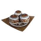 Centro De Mesa Prato Decorativo 3 Bolas Enfeite Sala Bege Fol