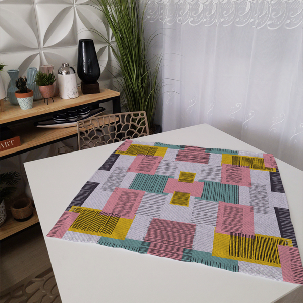 Centro De Mesa Quadrados Coloridos 70cm X 70cm Único