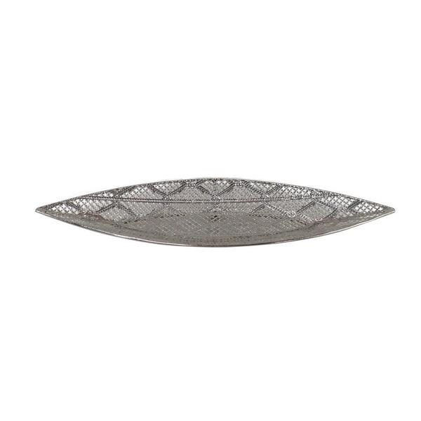 Centro De Mesa Trame Folha Em Ferro L44xp13xa4cm Cor Prata