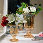 Centro De Mesa Vaso Com Pé Vidro Renaissance Âmbar - Lyor