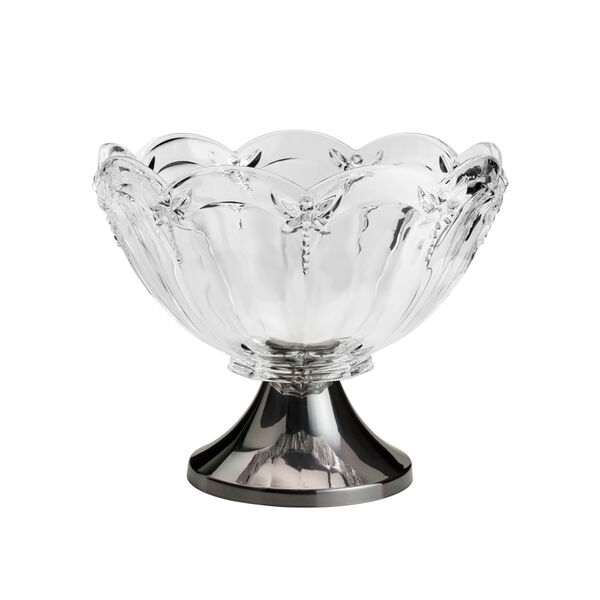 Centro De Mesa Vidro Com Pé Borboleta Black 28cm X 24cm - Wol