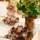 Centro De Mesa Vidro Italy Púrpura Com Detalhes Rose 21cm 446