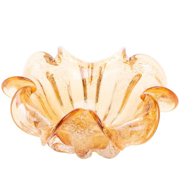 Centro De Mesa Wolff Italy De Vidro Âmbar 24cm X 11cm