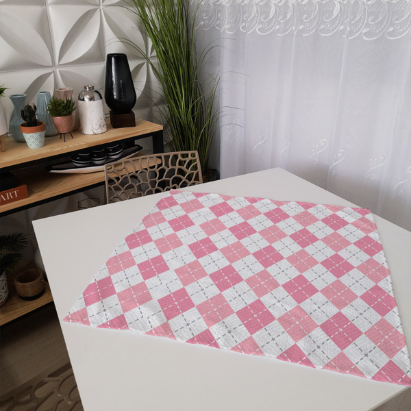 Centro De Mesa Xadrez Rosa 70cm X 70cm Único