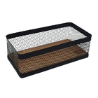 Centro Retangular Em Tela Preta E Madeira M