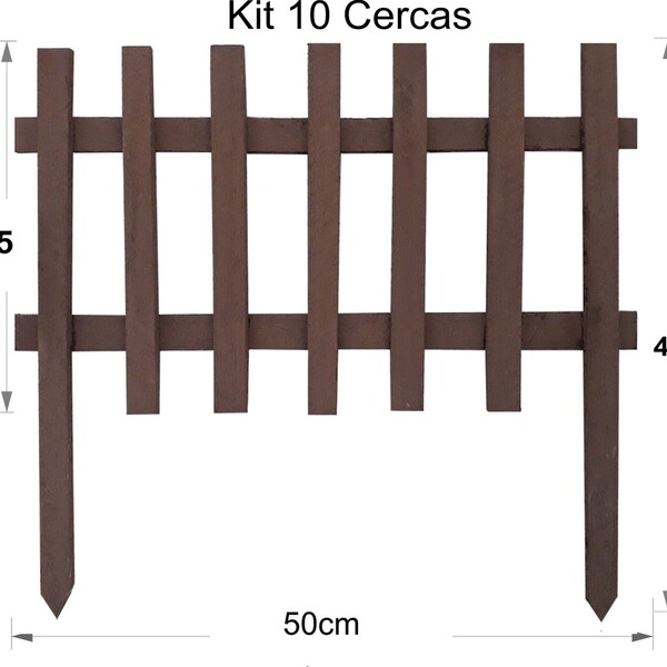 Cercadinho Para Jardim Com 10 Cercas 50x40cm Madetop P