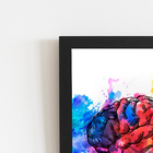 Cérebro Colorido Splash Tinta Quadro Moldura Preta 60x40cm