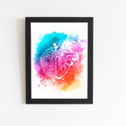 Cérebro Coração Tinta Colorido Quadro Moldura Preta 60x40cm