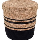 Cesta 33x35x35cm Fibra Preto Com Tampa