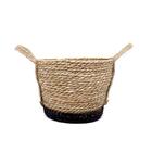 Cesta De Fibra Natural Seagrass Com Fundo Preto 24,5x31x33 Cm