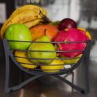 Cesta De Frutas Fruteira Redonda De Mesa Cinza 34,5cm Masutti