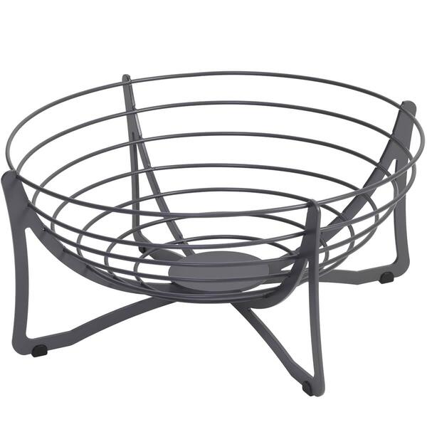 Cesta De Frutas Fruteira Redonda De Mesa Cinza 34,5cm Masutti