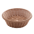 Cesta De Plástico Rattan Redonda 24cm Marrom