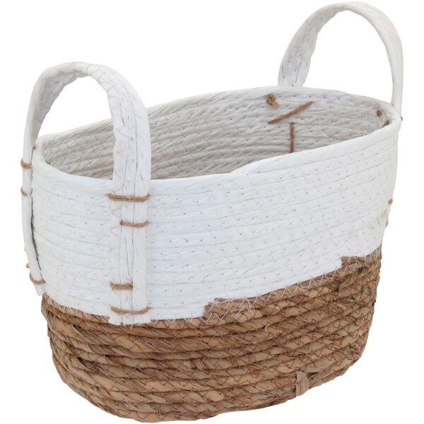 Cesta Decorativa Organizadora Cachepô 16x27x16cm Fibra Branco