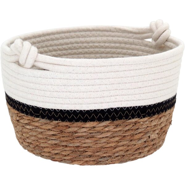 Cesta Decorativa Organizadora Cachepô 17x27x27cm Fibra Branco