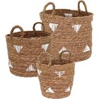 Cesta Decorativa Organizadora Cachepô Fibra Natural 3 Peças