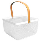 Cesta Metal Branco Alça Madeira - Urban