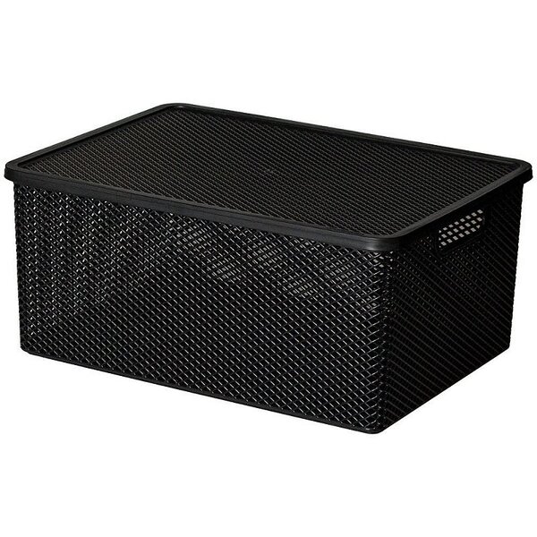 Cesta Organizadora Linea 36x26x16cm Preta Com Tampa