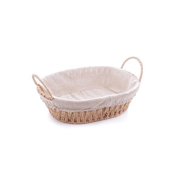 Cesta Oval Com Alça E Forro Em Tecido Bon Gourmet 27x20x12cm