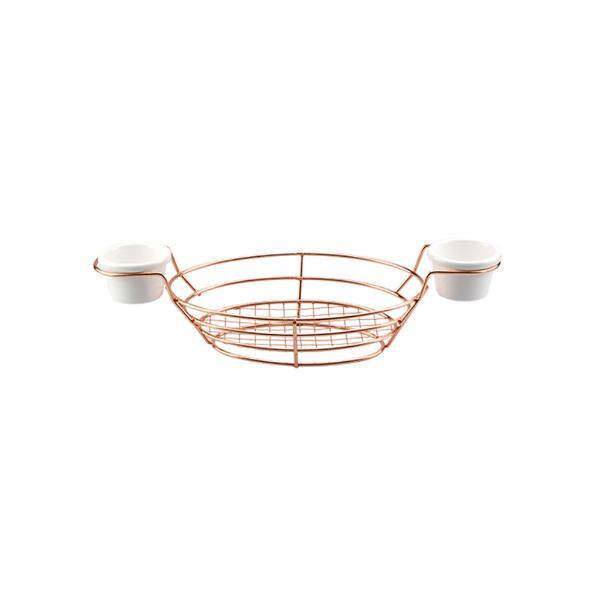 Cesta Oval Em Inox Com 2 Molheiras Dynasty 34 5x15cm Rosé