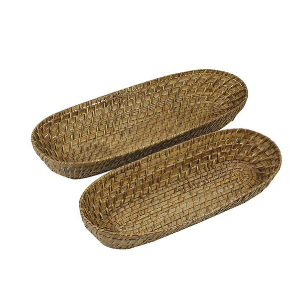 Cesta P/pães Retangular Em Bambu Rattan L'hermitage36x16x6cm