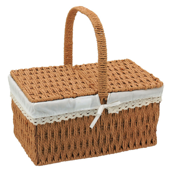Cesta Piquenique Fibra 24x34x17cm Natural Decorativa Organiza