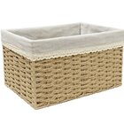 Cesta Retangular De Fibra Natural Com Forro 100% Algodão G