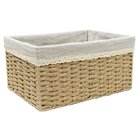 Cesta Retangular De Fibra Natural Com Forro 100% Algodão M
