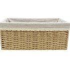 Cesta Retangular De Fibra Natural Com Forro 100% Algodão P