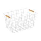 Cesto Aramado 24L Com Alça De Bambu Branco Oikos