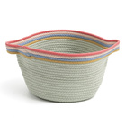 Cesto Organizador Arco-Íris de Corda de Algodão Azul Oval com Alças 35x20x35cm Oikos