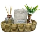 Cesto Artesanal + Vaso Rose Gold + Difusor De Vidro + Toalha