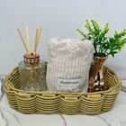 Cesto Artesanal + Vaso Rose Gold + Difusor De Vidro + Toalha