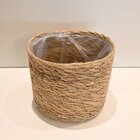 Cesto Cachepot De Palha Natural Seagrass Com Forro De Plástic