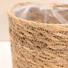 Cesto Cachepot De Palha Natural Seagrass Com Forro De Plástic