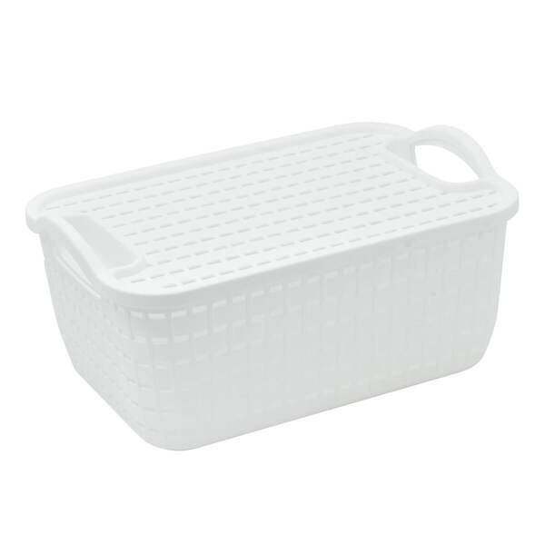 Cesto Caixa Organizadora Com Tampa Multiuso 14,5l Branco