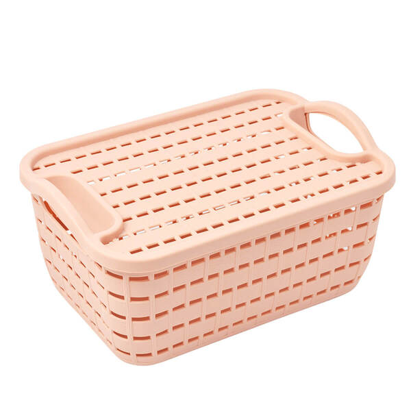 Cesto Caixa Organizadora Com Tampa Multiuso 3,6l Rosa