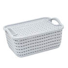 Cesto Caixa Organizadora Com Tampa Multiuso 7,5l Cinza