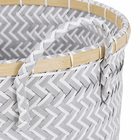 Cesto CinzaTramado De Plástico Com Aro De Bambu - Oikos