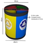 Cesto Coleta Seletiva 24 Litros 4 Partes Plástico Vidro Metal