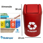 Cesto Coletor Lixeira Vai Vem 14 Lt Reciclavel Plastico Brali