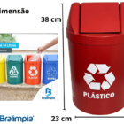 Cesto Coletor Lixeira Vai Vem 14 Lt Reciclavel Plastico Brali