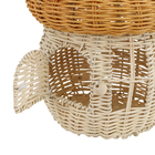 Cesto Organizador com Alças e Tampa Aço e Fibra Vegetal Redondo Bege 25x28x25cm Oikos