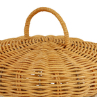 Cesto Organizador com Alças e Tampa Aço e Fibra Vegetal Redondo Bege 25x28x25cm Oikos