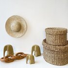 Cesto Com Tampa Palha Natural Seagrass Redondo P Lili Casa Ún